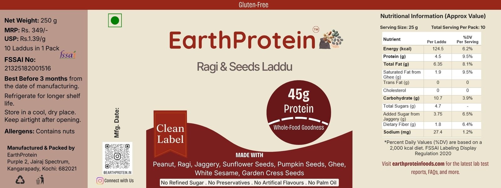 EarthProtein Ragi & Seeds Laddu - Image 2